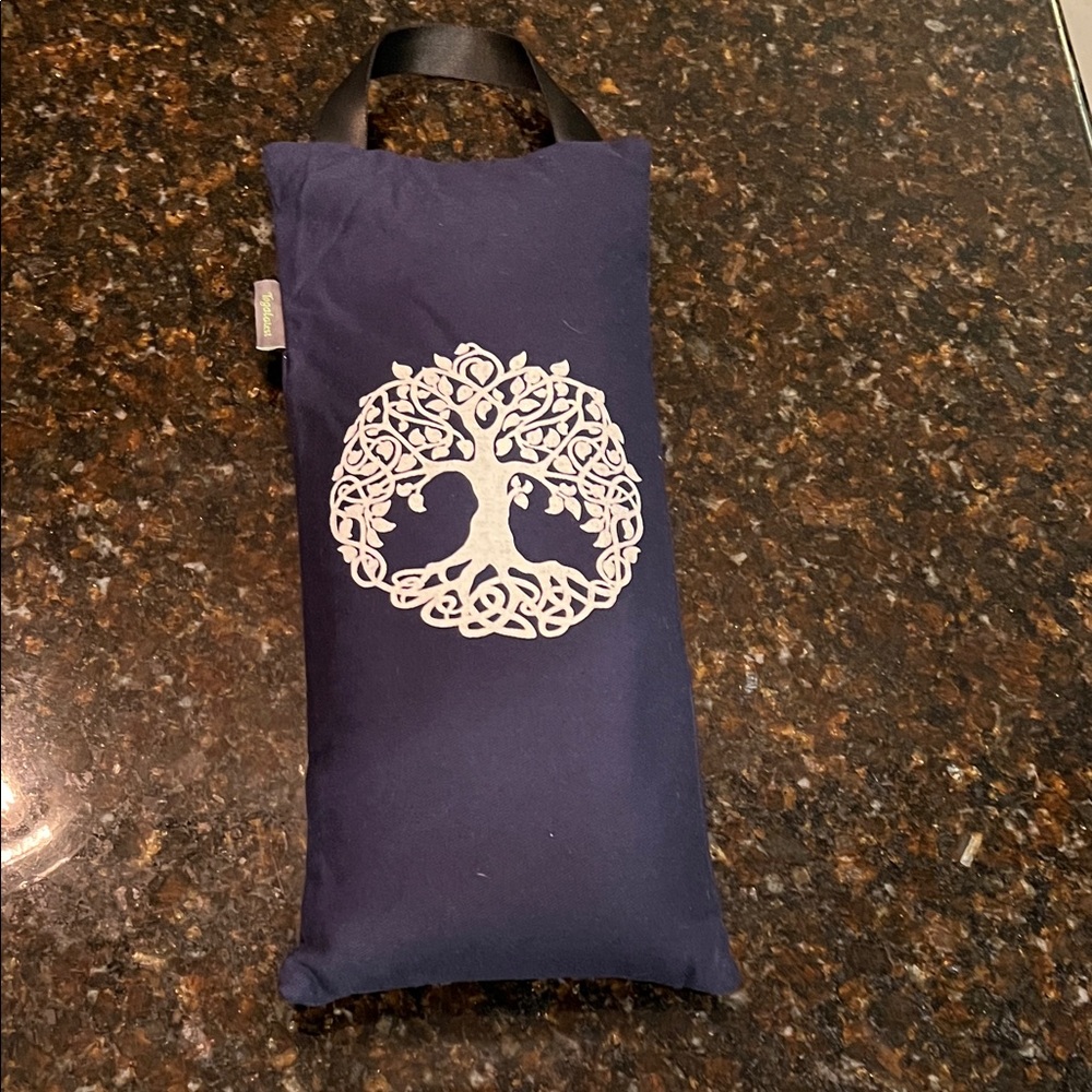 10 lb Weighted Yoga Sandbag, navy, tree of life, great for Yin Restorative Yoga